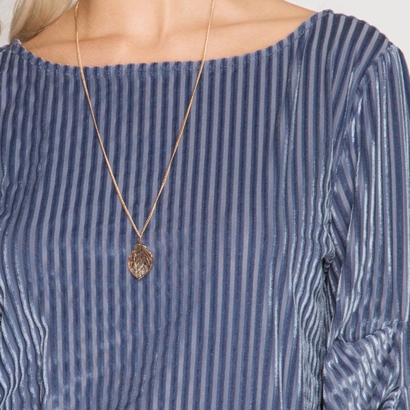 FINAL SALE! Blue Velvet Side Front Tie Waist Sweater - Picture 5 of 6